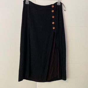 Black midi skirt with thigh high slit